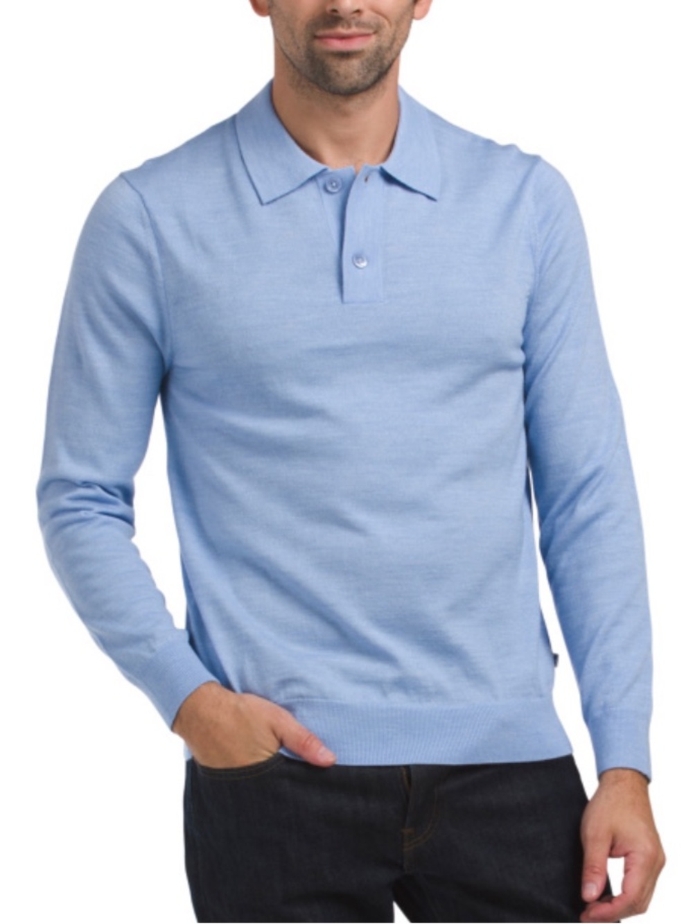 NN07 Wool Blend Serge Long Sleeve Polo